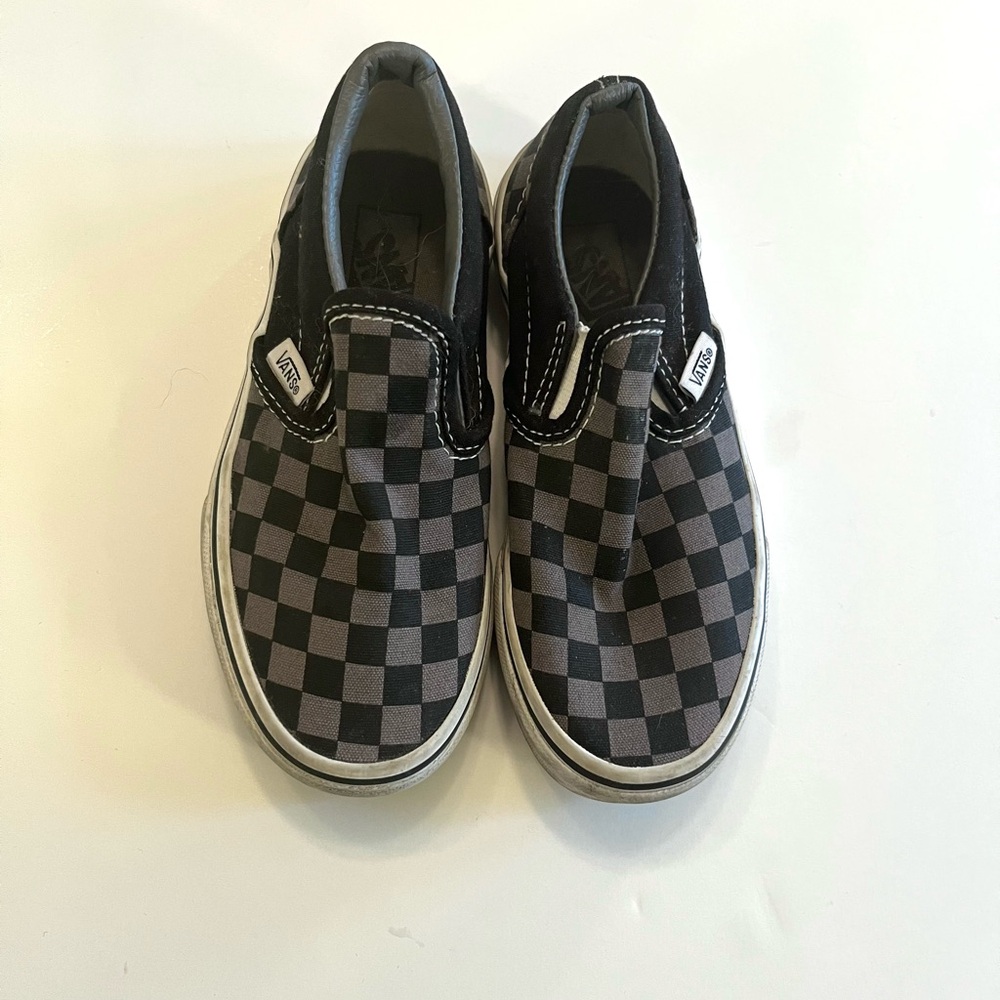 Vans Kids Checkered Slip-On Shoes - Black and Gray